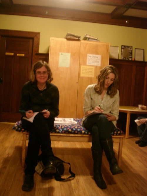 Our hosts, Sara and Jane, doing some social writing